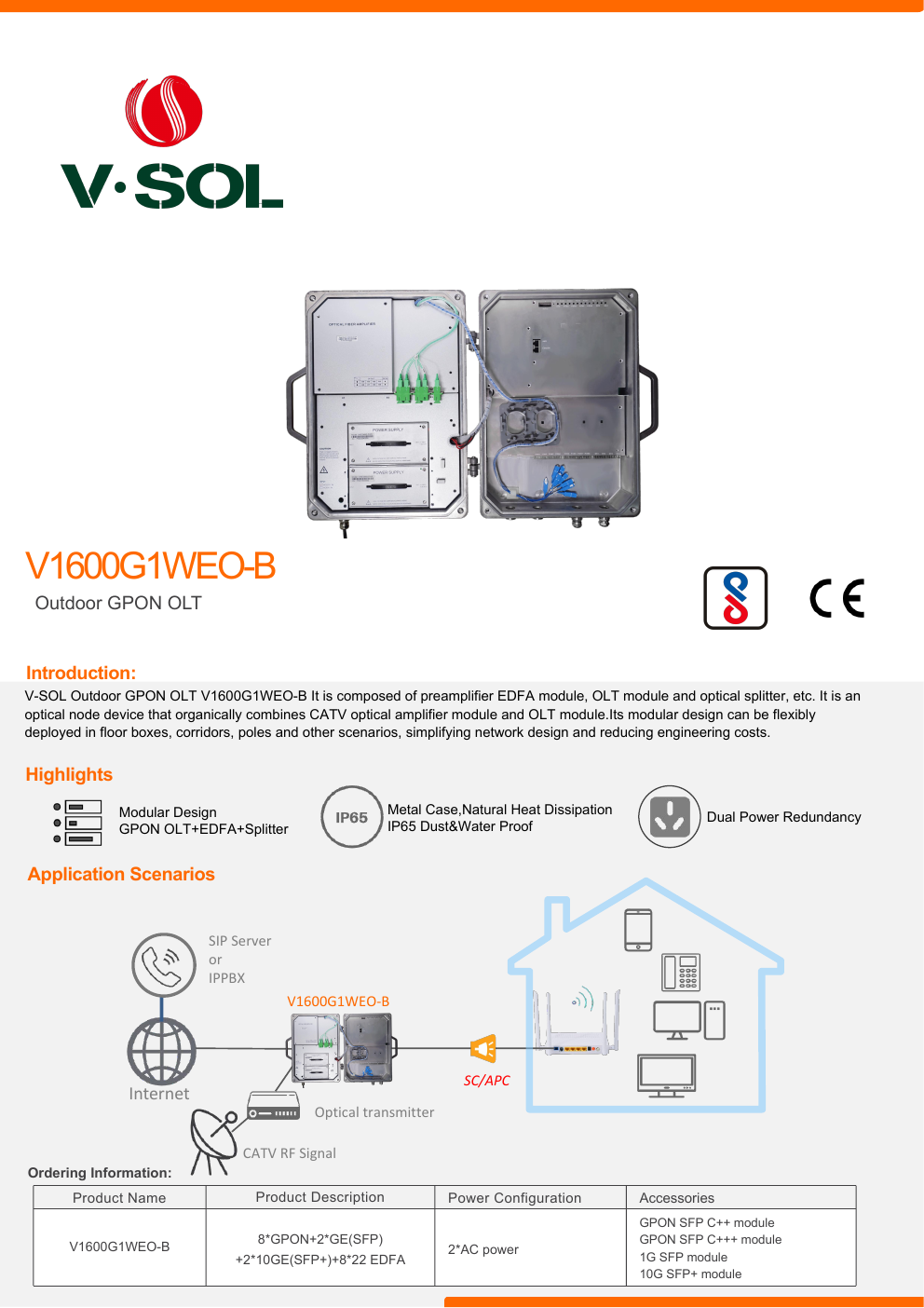 OLT V-SOL V1600 GPON OLT